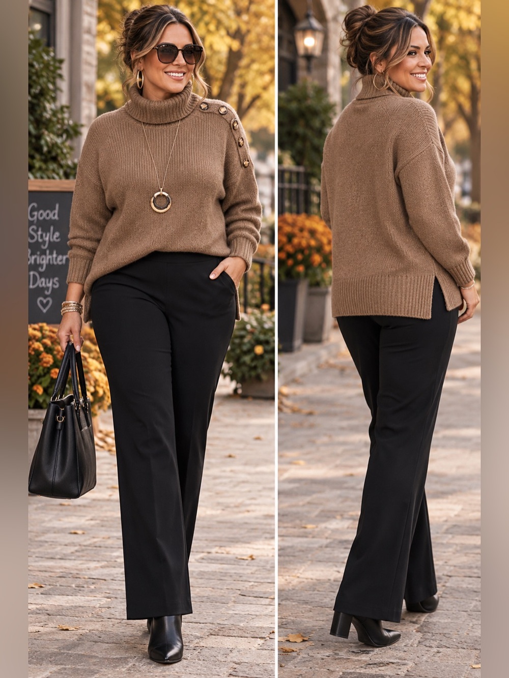 NWT Women's Black Straight-Leg petite Pants kick flare pants.
